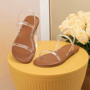 SHEIN Clear-Strap Brown Footbed Kids Sandals